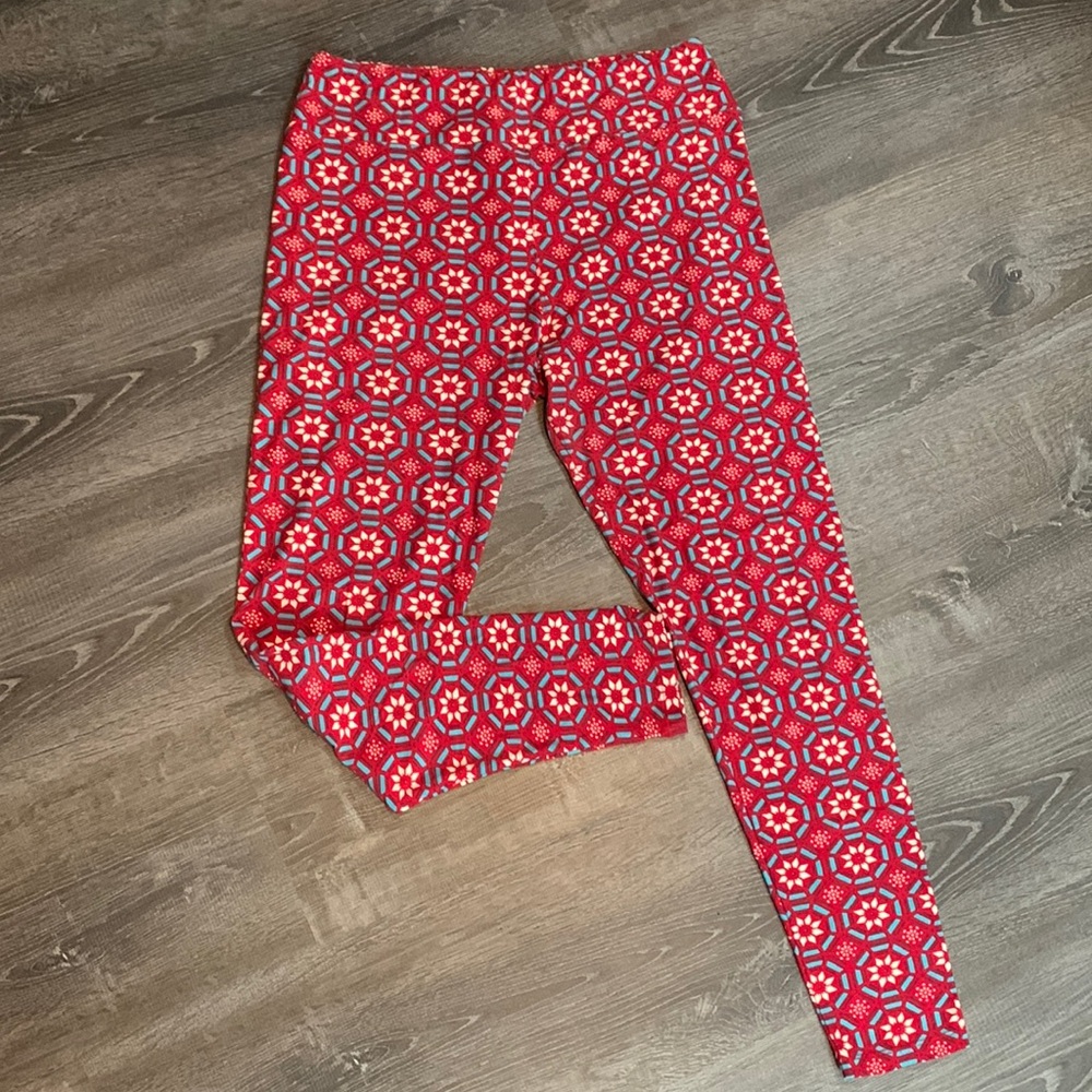 LULAROE TC leggings Red and white tall and curvy